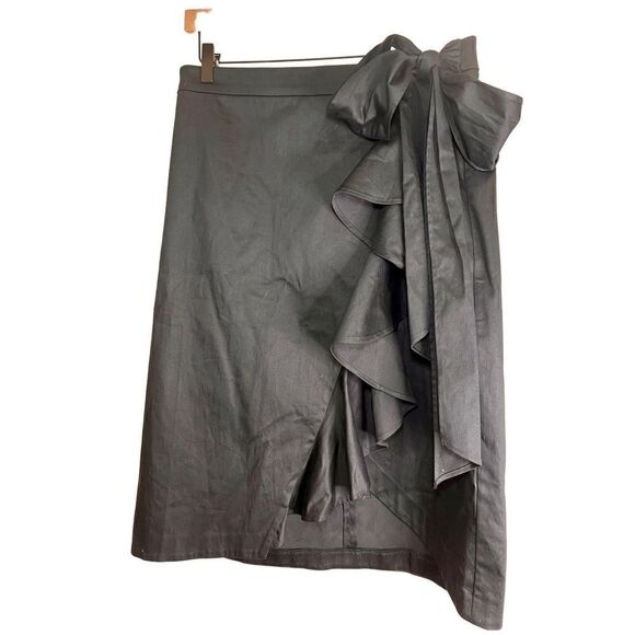 Anthropologie Maeve Flounced Midi Skirt Wrap Ruffle Black Size 16 NWT - Picture 3 of 6